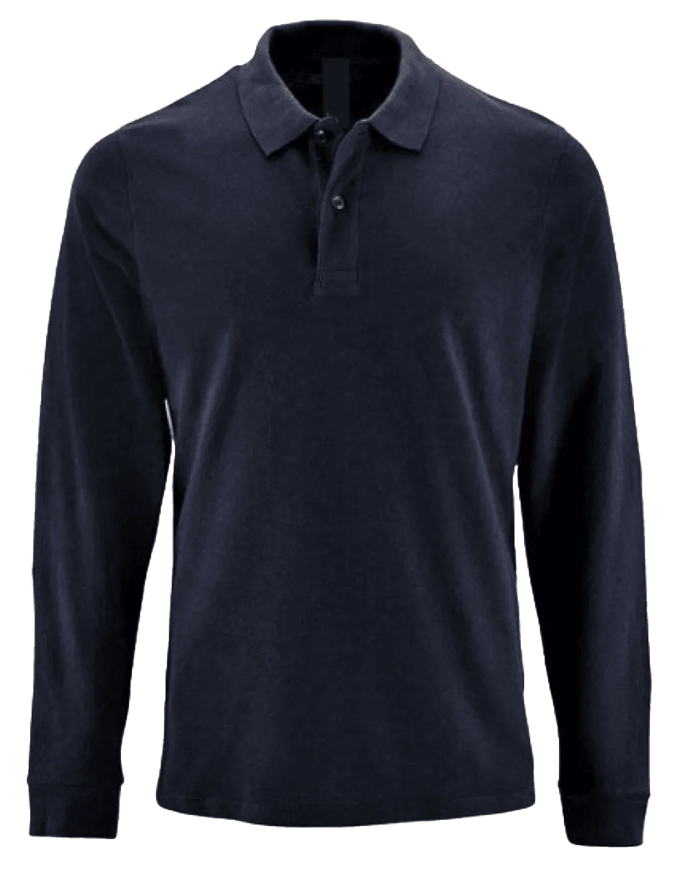 BASIC Long Sleeve Polo T-Shirt Navy Blue